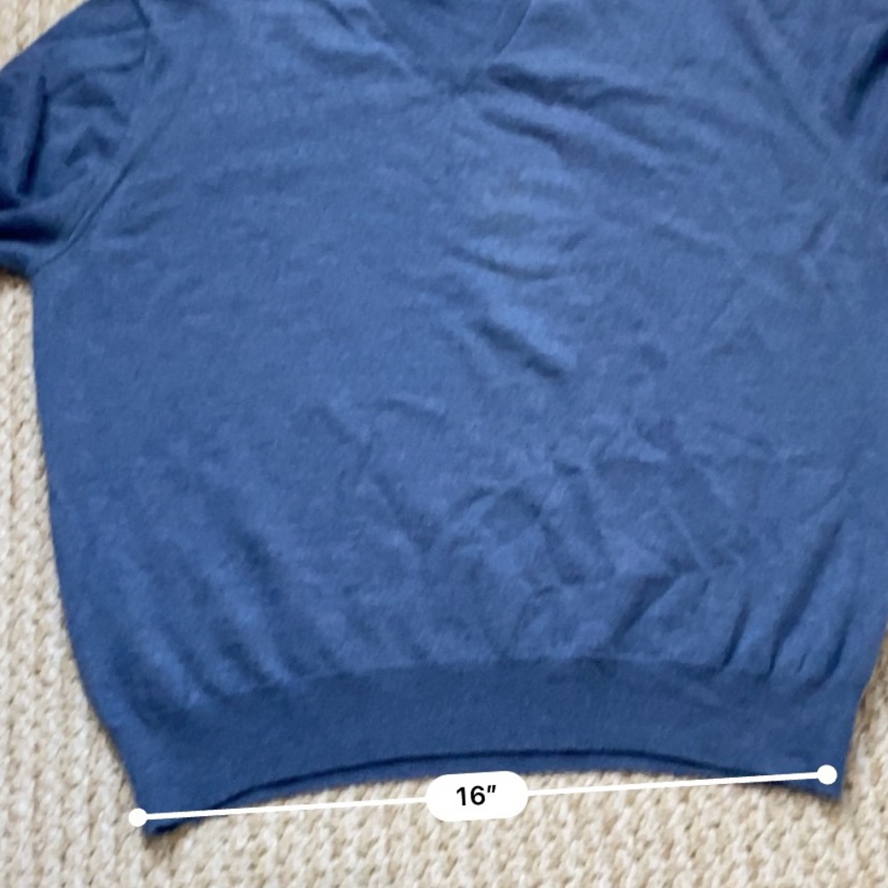 BUTTON DOWN SF | 100% Virgin Wool Light Blue Classic V-Neck Sweater XL - Picture 12 of 14